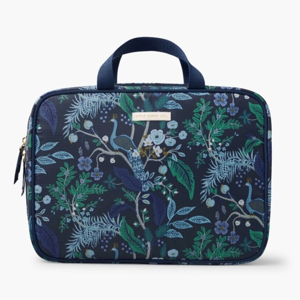 NWT Rifle Paper Co Peacock Large Cosmetic Bag